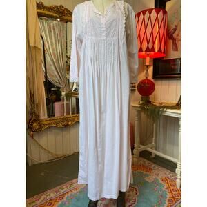 vintage 1980s pink cotton nightgown tommies cottagecore granny victorian m/l 38